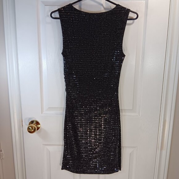 Eclipse NWOT Black Sequins Bodycon Cocktail Formal Mini Dress Women's Size XS - Picture 10 of 14